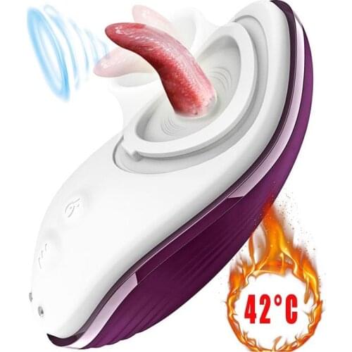 Clit Vibrator Tongue Licking Nipple Sucker Clitoral Stimulation Breast Massager Heating Oral Sex Vibrator Toys For Woman