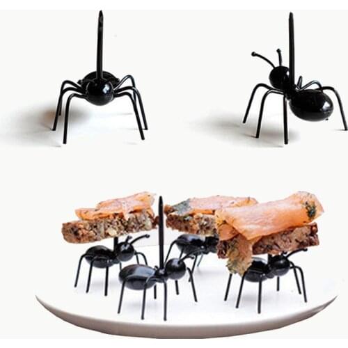BalleenShiny 12Pcs/set Toothpicks Plastic Mini Ants Fruit Forks For Party Decoration Food Dessert Fork Kitchen Gadget Holder