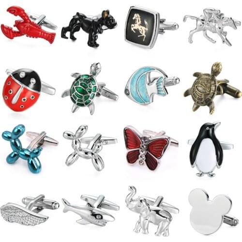 Novel Animal Cufflinks Butterfly turtle bee dog Fish wing design cuff-links French shirt Cuff buttons for successful mens gift