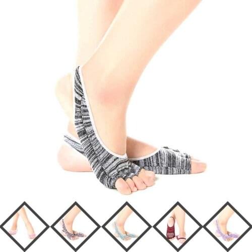 1 Pair Of Cotton Open Toed Bare Heel Yoga Socks Yoga Gym Sports Socks Fitness Yoga Socks Free Size