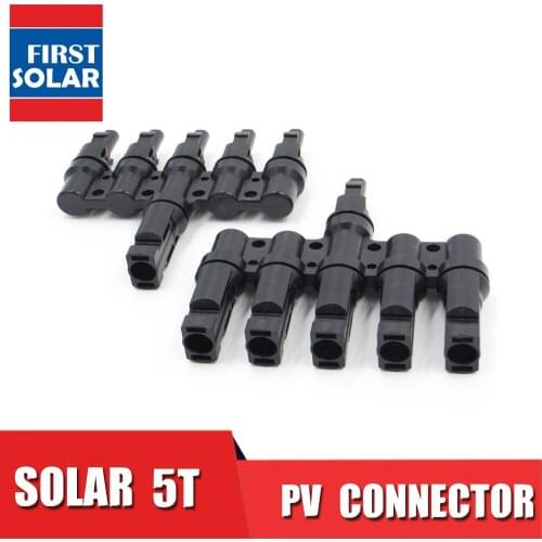 1pair x PV 5T 1 to 5 in Branch parallel connection 30A 1000V Electrical Solar Connector Photovoltaic Panel Cable Wire Connect