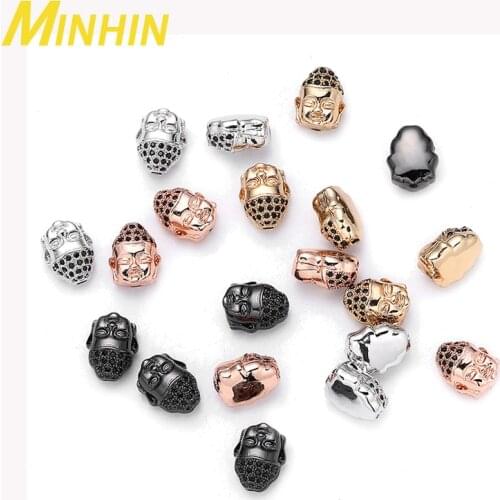 MINHIN 3pcs High Quality Copper Spacer Tibetan Buddha Head Beads for Jewelry DIY Accessories Making Necklace Wholesale