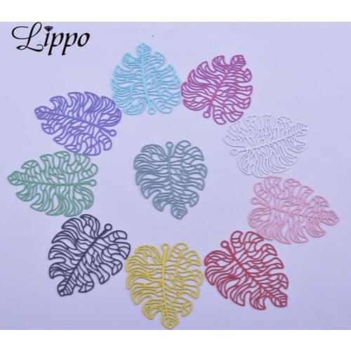 30pcs AB5600 29mm*37mm Filigree Monstera Leaf Charms Connector