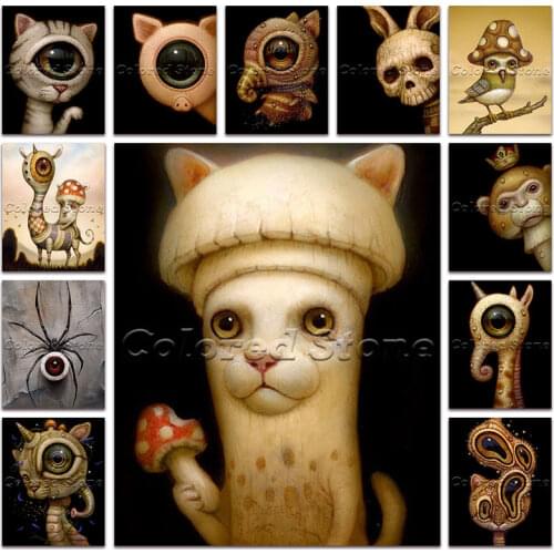New Diamond painting Cartoon abstract animal cat skull owl monkey giraffe 5D DIY Full Square Drill embroidery Cross stitch 093