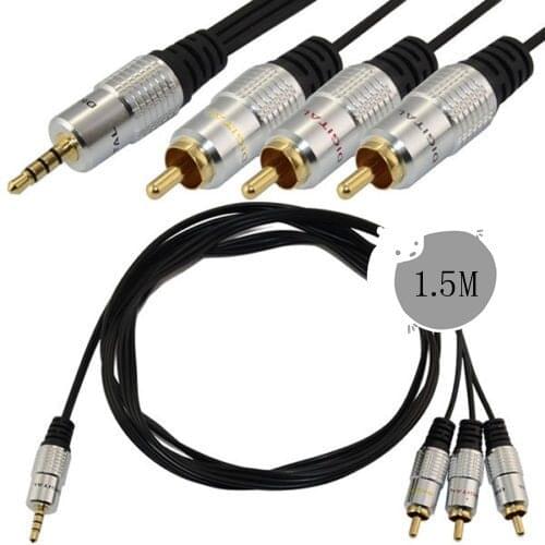 3.5mm 1 to 3 audio cable 3.5mm TRRS to 3RCA speaker cable Computer/guitar audio cable 1.5m