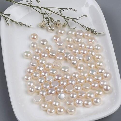 Wholesale 6-7mm natural genuine real freshwater white button shape loose pearls beads