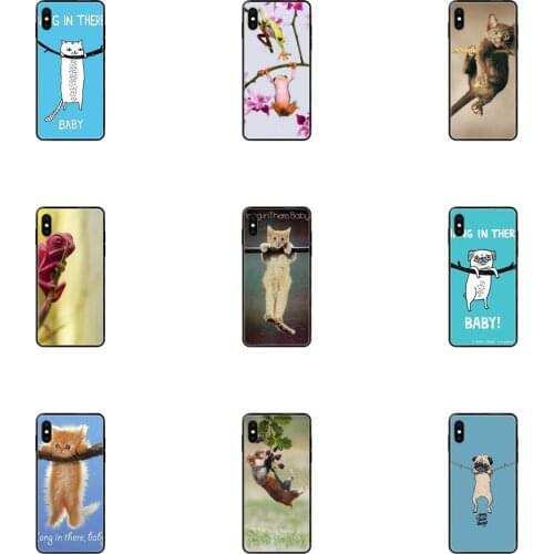 Black Soft TPU Cell Phone Cover Case Jeunes Hang In There Baby For iPhone 11 12 Pro 5 5S SE 5C 6 6S 7 8 X 10 XR XS Plus Max