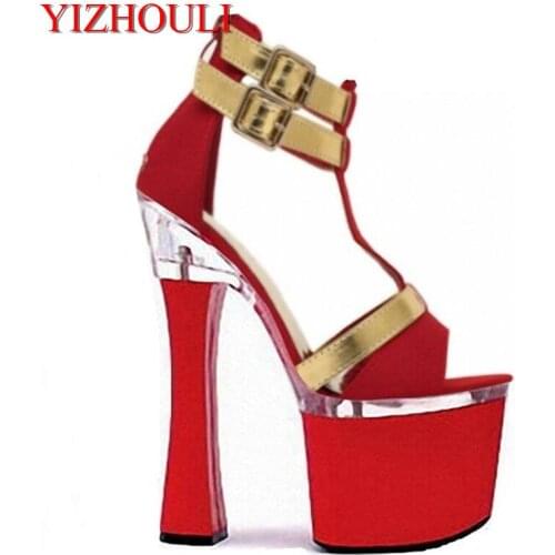The color of the and the shoes with the sandals 17-18 cm high heels and waterproof platform Dance Shoes