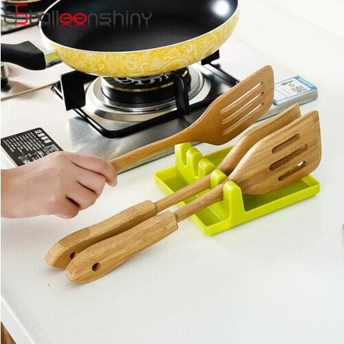 BalleenShiny Spatula Pot Lid Holder Rack Cover Lid Spoon Spatula Colander Pad Rest Stand Kitchen Storage Organizer Tableware