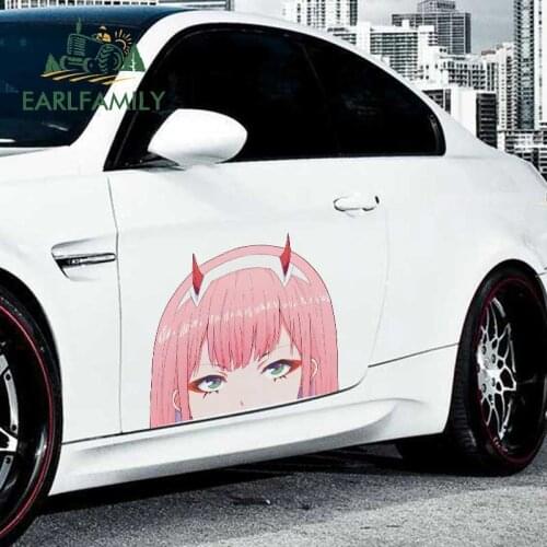 EARLFAMILY 43cm x 39cm For Zero Two Darling in the FranXX Big Car Stickers Vinyl Waterproof Decal Campervan Funny Sunscreen