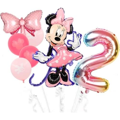 Disney Minnie Mouse Foil Balloons 32 inch Number Balls Wedding Decoration Birthday Party Decorations Kids Toy Baby Shower Globos