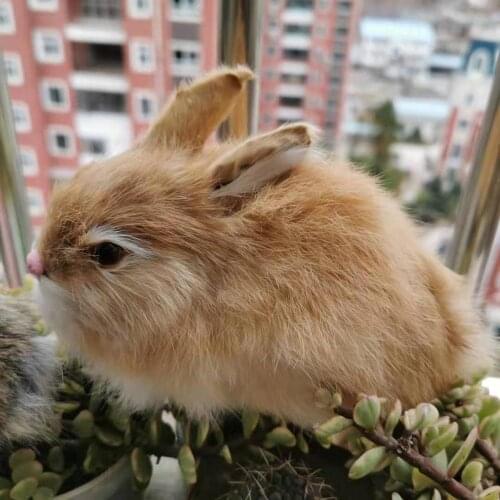 1pcs/15*8.5*9.5cm,Artificial Real Fur Rabbit,High Simulation Furry Funny for Wedding Party Home Garden Decoration,Christmas Gift