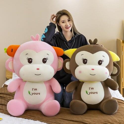 Kawaii Fruit Monkey I am yours Soft Stuffed Doll Plush Toys Baby Pillow Sleeping Appease Animal Doll Girlfriend Birthday Gifts
