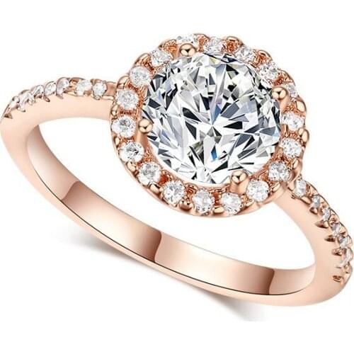 FASHION 925 STERLING SILVER COLOR RINGS FOR WOMEN ENGAGEMENT DIAMOND RINGS14K ROSE GOLD JEWELRY SIMULATED GEMSTONE WEDDING RING