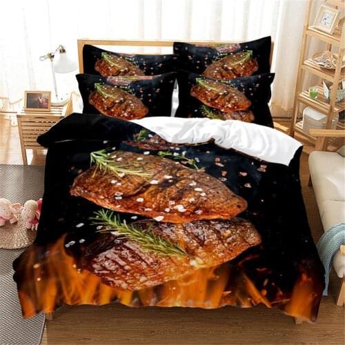 US Size Duvet Cover Sets 2pcs Twin /3pcs Full / Queen /King Quilt Cover+Pillowcase 3D Digital Printing BBQ Fruit Bedding Set