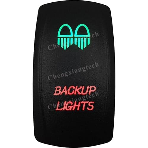 Laser- BACKUP LIGHTS -Car Boat Green & Red Led On Off Rocker Switch Waterproof, Overload Protection, SPST, Truck Marine Caravan