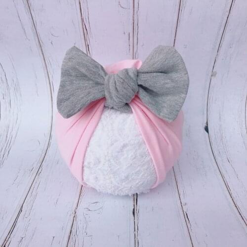 Cute Newborn Toddler Kids Baby Boys Girls Turban Hat Winter Warm Fashion New Solid Bow Cotton Beanie Cap Baby Casual Cotton Hats