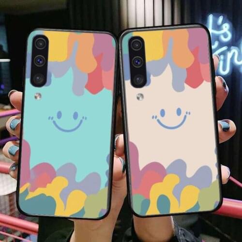 Cute Smile Pattern Soft Shell Phone cover hull For SamSung Galaxy S8 S9 S10E S20 S21 S5 S30 Plus S20 fe 5G Lite Ultra black soft