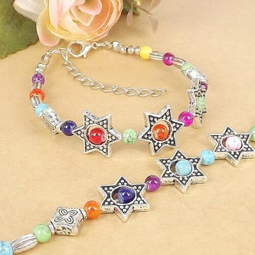 Lusion Star Jewelry Tibet Beads five-pointed Ethnic Bracelet Woman Vintage Handmade Bohemia Charms Femme bracelets & bangles Z11