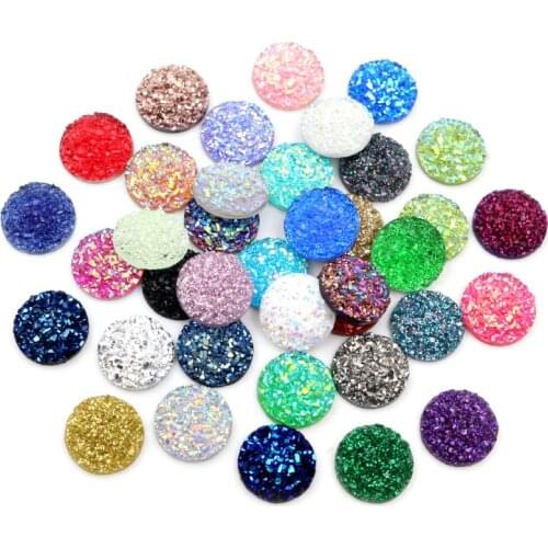 New Fashion 40pcs 8mm 10mm Mix Color Druzy Natural ore Styl Stone Shape Series Flat Back Resin Cabochons Cameo