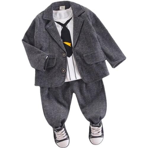 New Spring Autumn Fashion Baby Boys Clothes Children Coat T-Shirt Pants 3Pcs/Sets Toddler Casual Costume Kids Gentleman Clothing