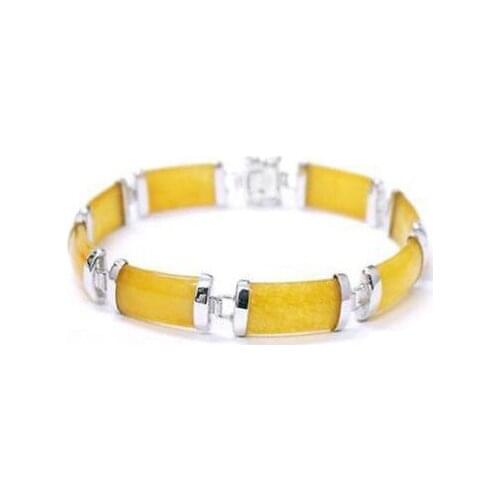 NEW Nice yellow chain Link Bracelet 7.5" AAA jade