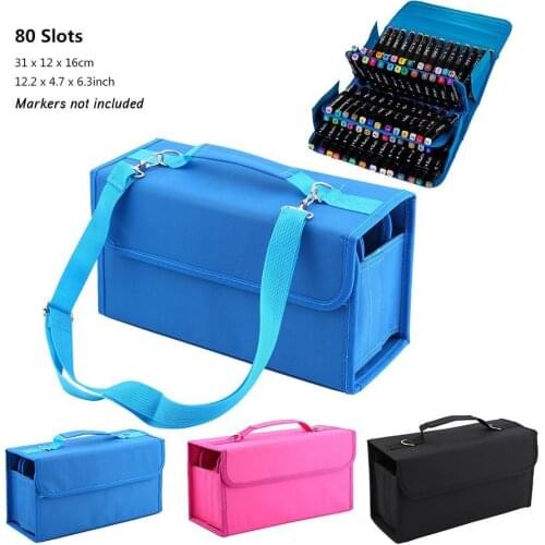 Touchfive Durables 80/120/160 Marker Storage for Markers Carrying Bag Pencil Case for Organizers Stationery