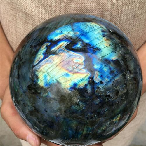 Natural labradorite sphere rock quartz crystal ball healing