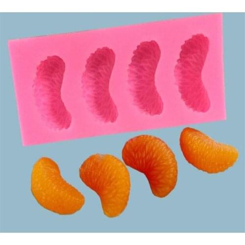 Pink Four Oranges Silicone Fruit Mold Chocolate Biscuit Candy Jewelry Cake Mold Fondant Tangerine Peel Cake Decoration 1Pc