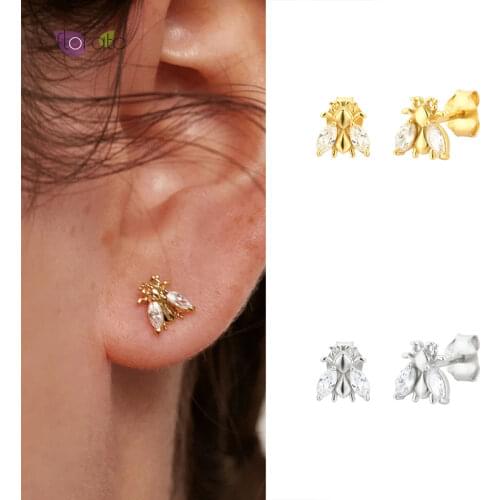 925 Silver Animal Cute Little Bee Syud Earrings Ladies Fashion Accessories Earrings Birthday Gifts Advanced Jewelry