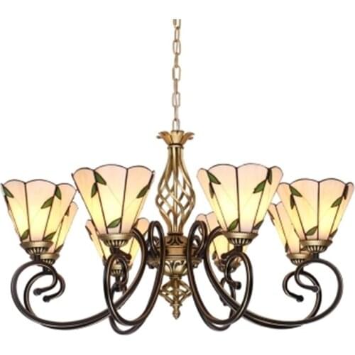 Mediterranean Chandelier Lighting Modern wrought iron lamp idyllic Art Deco bedroom lamp living room Tiffany Glass chandelier