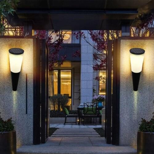 Solar LED Wall Light Outdoor Lamp Garden Balcony Stairs Patio Decoration Lights Modern Torch Design Selectable Lighting