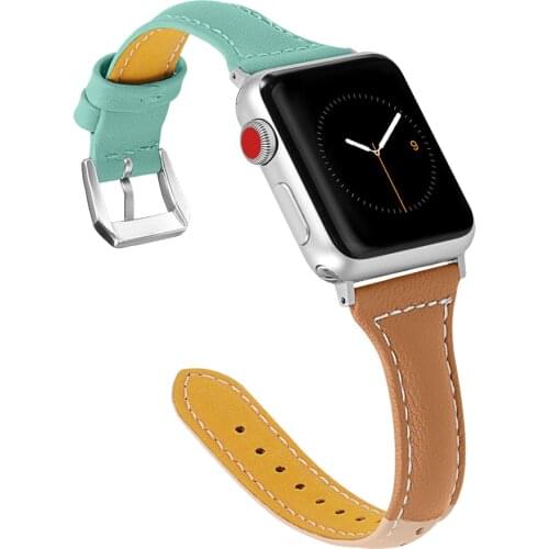 Colorful Leather Strap For Apple Watch Band 44mm 42mm Iwatch Series SE 6 5 4 3 2 1 Loop 40mm 38mm watchband Bracelet Replacement