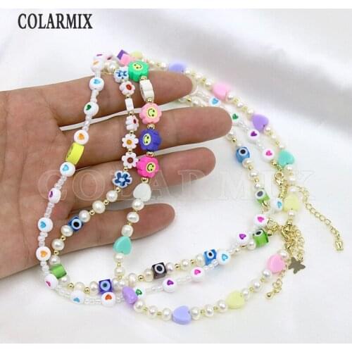 3 Pcs Natural Pearls Strand Colorful Bead Necklace Fresh water Pearls Jewelry Accessories Jewelry Necklace Gift 9947