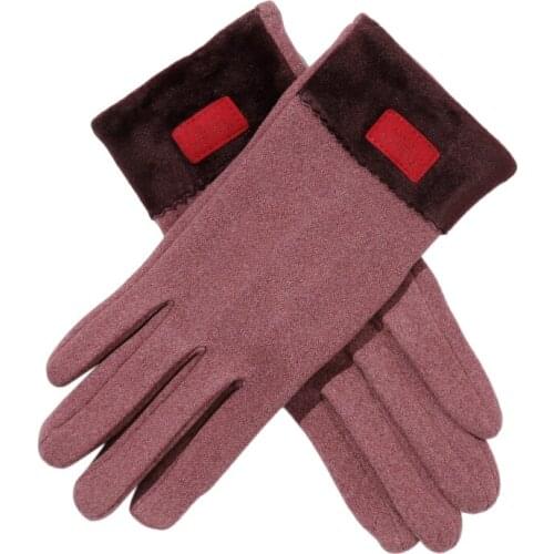 Women Autumn Winter Touch Screen Suede Glove Warm Thick Full Finger Mittens Female New Wool Inner Fleece Gloves For Unisex New