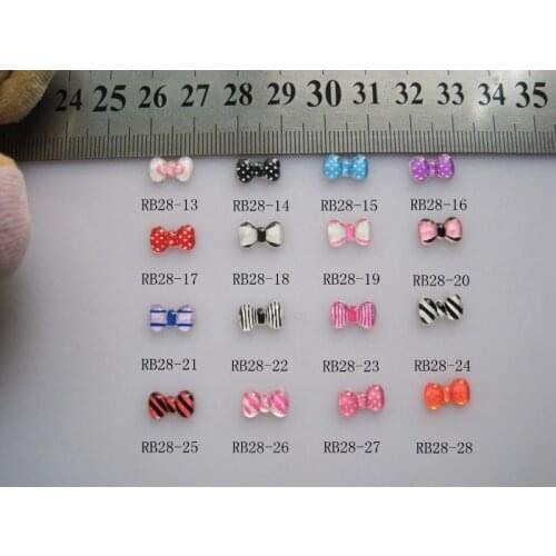 RB28-13-28 30pcs/bag Resin Bow Crystal Prints Bow Zebra Print Bow Nail Art Decoration Nail DIY Deco Resin Bow without Rhinestone