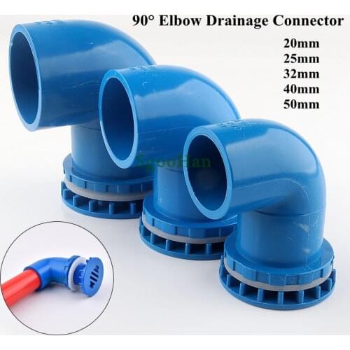 2~20pcs ID 20~50mm PVC Pipe Aquarium Fish Tank Drain Joints Home DIY Water Supply Tube Fittings 90° Elbow Drainage Connectors