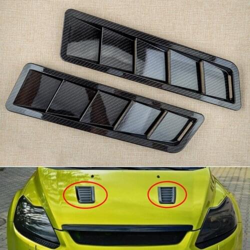 2pcs Carbon Fiber Style ABS Bonnet Louver Air Vent Hood Panel Trim Fit for Ford Focus RS ST MK2 2004 2005 2006 2007 2008-2015