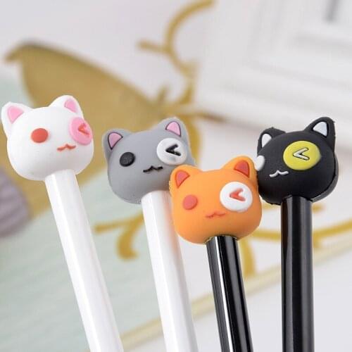 20 PCs Creative Cartoon Neutral Pen Cute Cat Black Student Stationery Kawaii School Supplies Cute