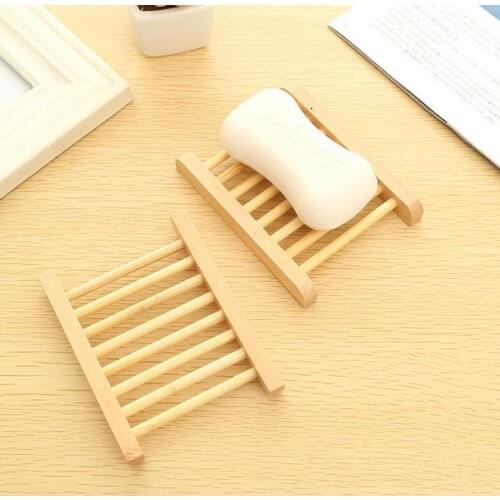 200pcs Natural Wood Soap Tray Saver Dish Rack Deck Dish Holder Shower Plate Box Home Wash Bathroom Decor