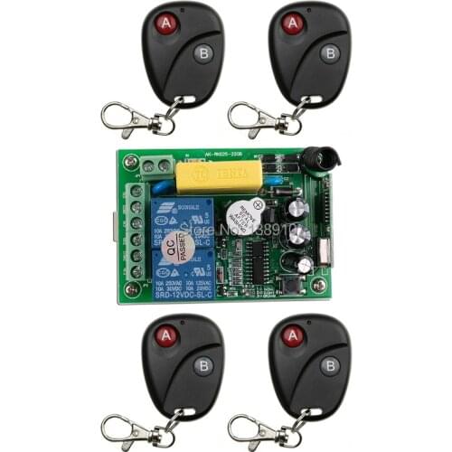 2016 New AC220V 2CH 2Channe RF wireless remote control switch System, 4X Transmitter + 1 X Receiver,315/433 MHZ