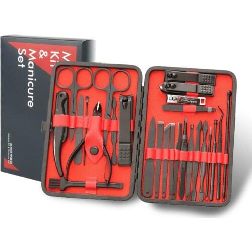 26pcs/set Professional Nail Cutter Pedicure Scissors Set Stainless Steel Eagle Hook Portable Manicure Nail Clipper Tool Kit