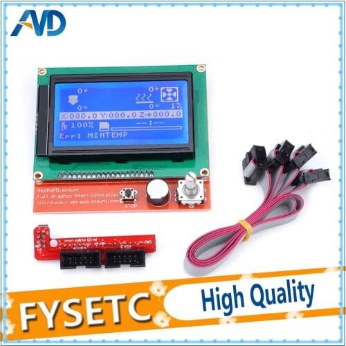 5pcs 12864 LCD Ramps Smart Parts RAMPS 1.4 Controller Control Panel LCD 12864 Display Monitor Blue Screen For Anet A6