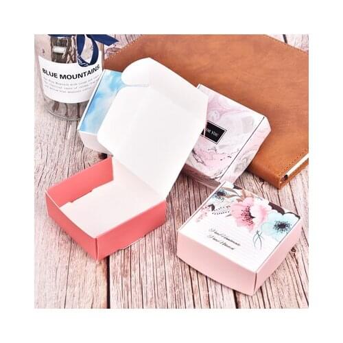 50pcs Colorful Flower Gift Paper Box Handmade Soap Wedding Favor Cookies Candy Packaging Kraft Boxes
