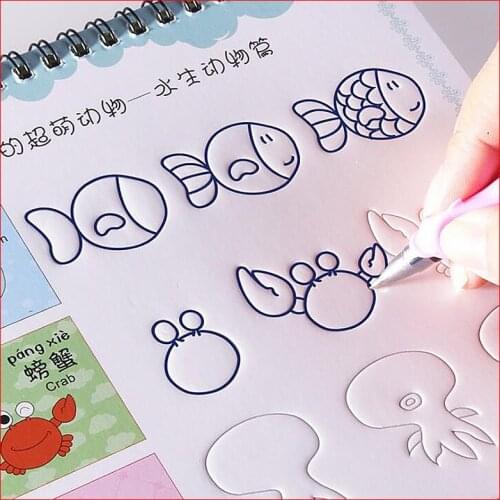 8/16 sheets Reusable Painting Copybook Hand lettering book Groove Auto Fades Coloring Books For Kids Children Drawing copy book