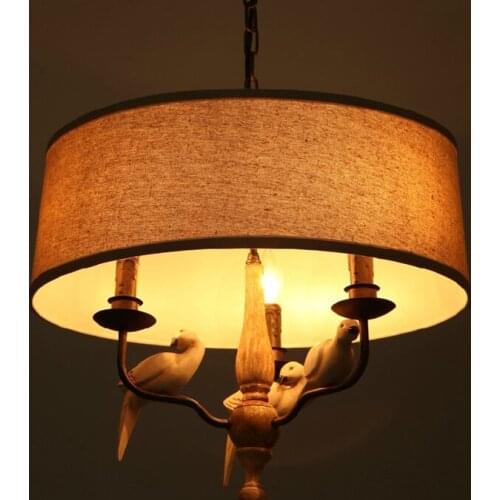 American Country Creative Bird Pendant Lamp For Kitchen Restaurant Warehouse Cage Stair Home Decor Lighting