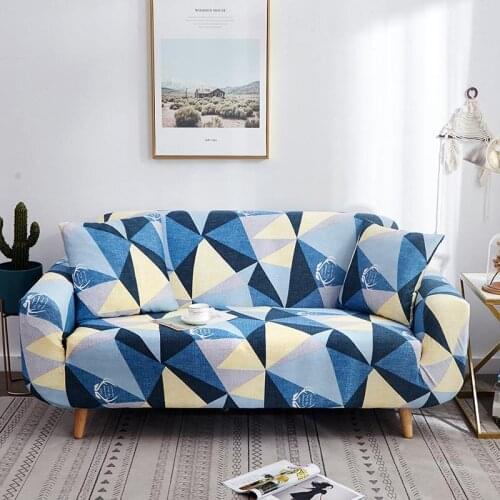 Scottish Style Sofa Cover Geometric Plaid Pattern Printed Stretch Elastic All-inclusive Slipcover Furniture Protector Anti-dust