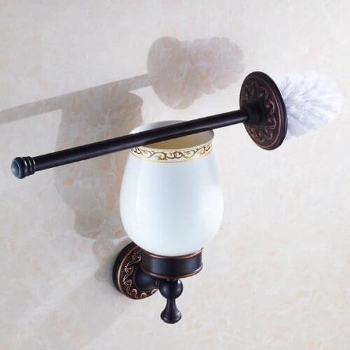 European Antique Gold Toilet Brush Holder Brass Bathroom Accessories Carved Bathroom Products Toilet Brush Holder AB