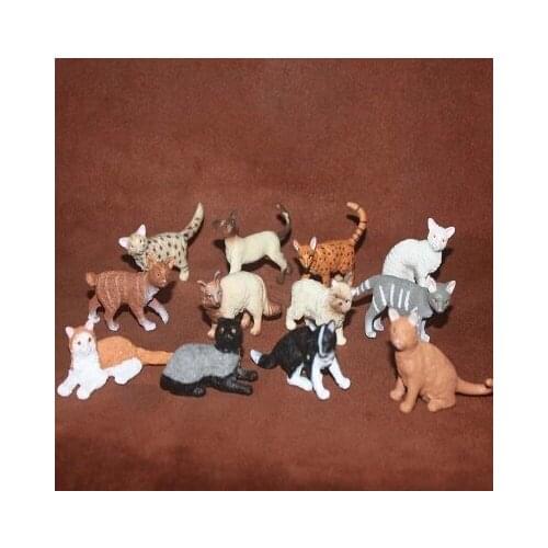 Solid pvc figure pet cats animals models toys children birthday gift toys holiday gift ornaments 12pcs/set