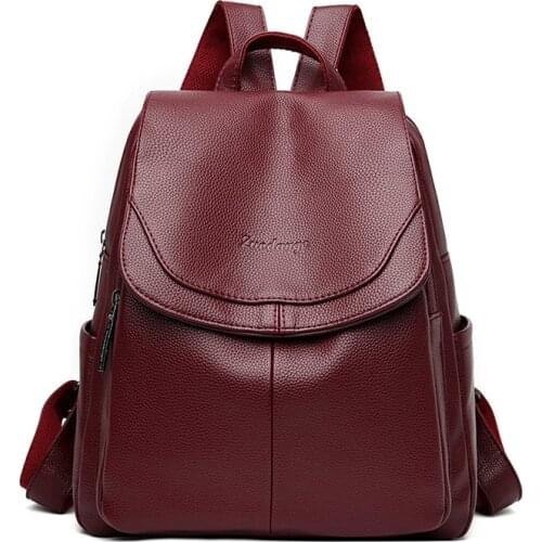 Hgih Quality 2021 Women Leather Backpacks Sac A Dos Ladies Bagpack Vintage Large Travel Backpack Female Back Pack Back To School